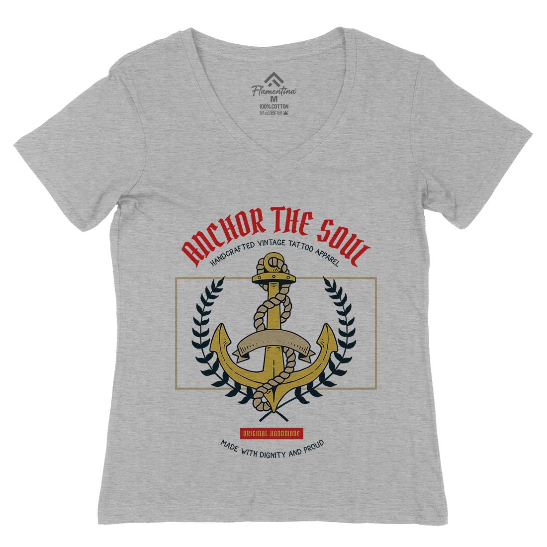 Anchor Womens Organic V-Neck T-Shirt Navy C704