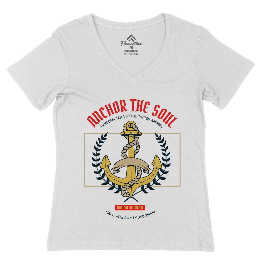 Anchor Womens Organic V-Neck T-Shirt Navy C704