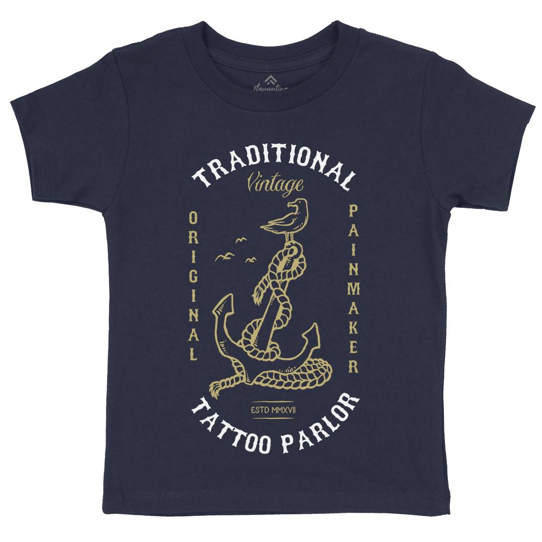 Anchor Bird Kids Crew Neck T-Shirt Navy C705