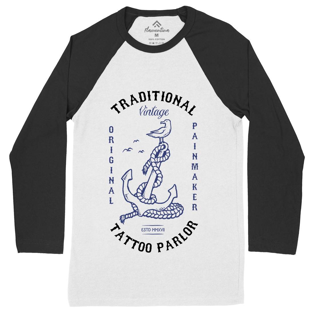 Anchor Bird Mens Long Sleeve Baseball T-Shirt Navy C705