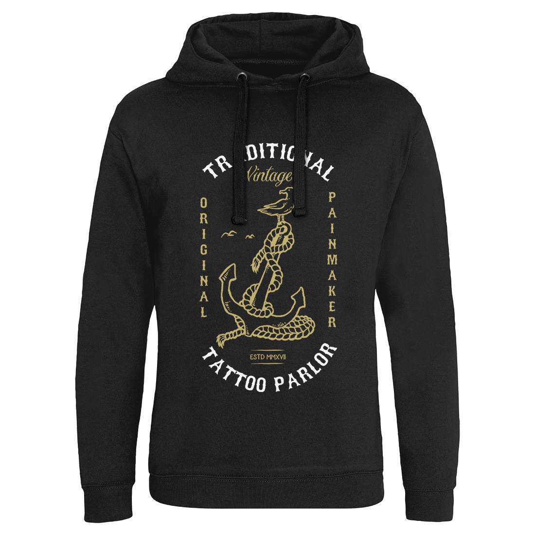 Anchor Bird Mens Hoodie Without Pocket Navy C705
