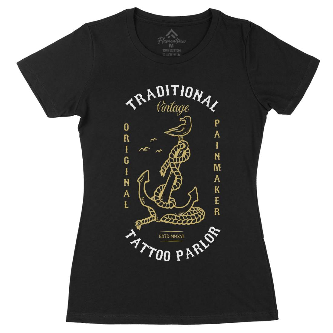Anchor Bird Womens Organic Crew Neck T-Shirt Navy C705