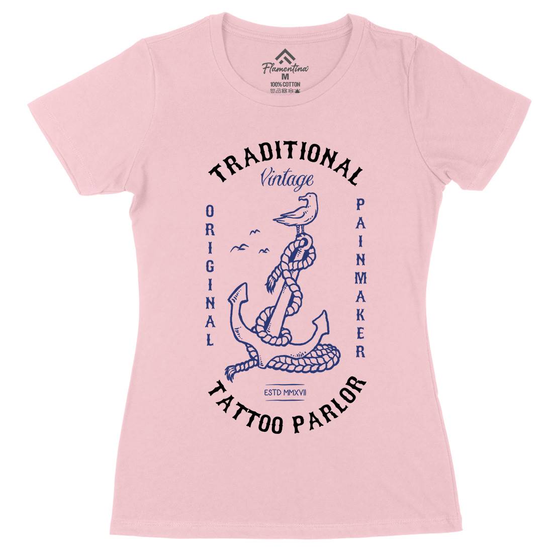 Anchor Bird Womens Organic Crew Neck T-Shirt Navy C705
