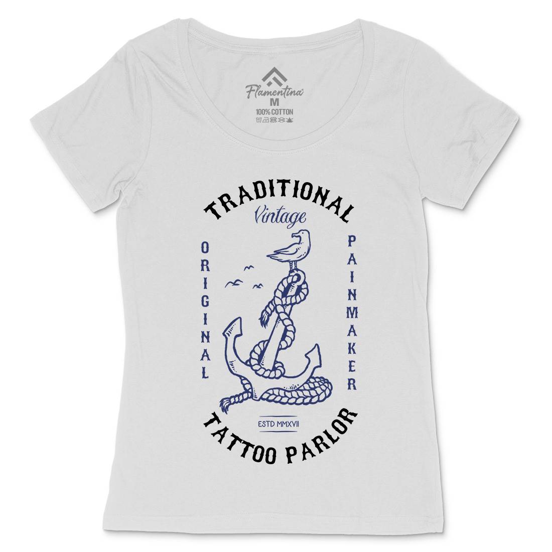 Anchor Bird Womens Scoop Neck T-Shirt Navy C705