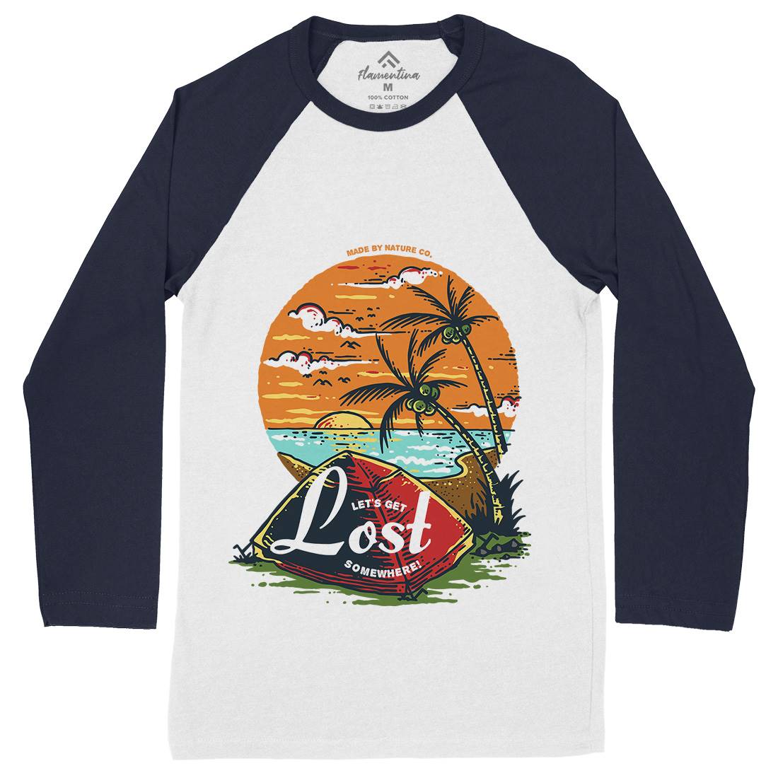 Beach Camping Mens Long Sleeve Baseball T-Shirt Nature C708