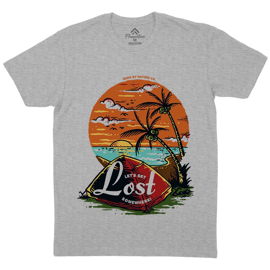 Beach Camping Mens Organic Crew Neck T-Shirt Nature C708