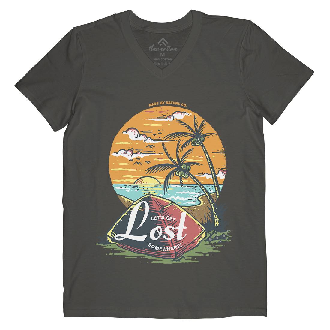 Beach Camping Mens V-Neck T-Shirt Nature C708