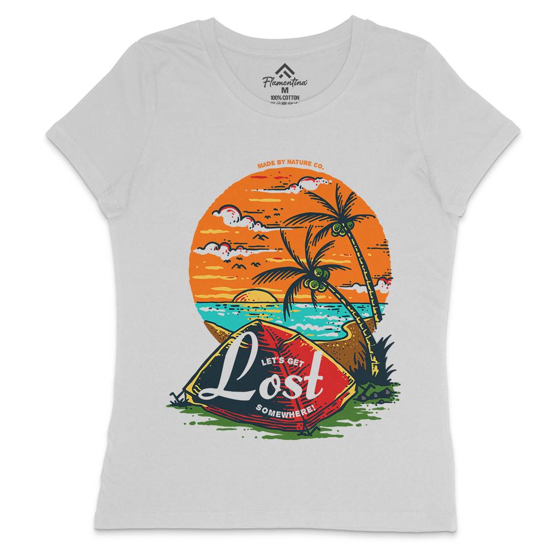 Beach Camping Womens Crew Neck T-Shirt Nature C708