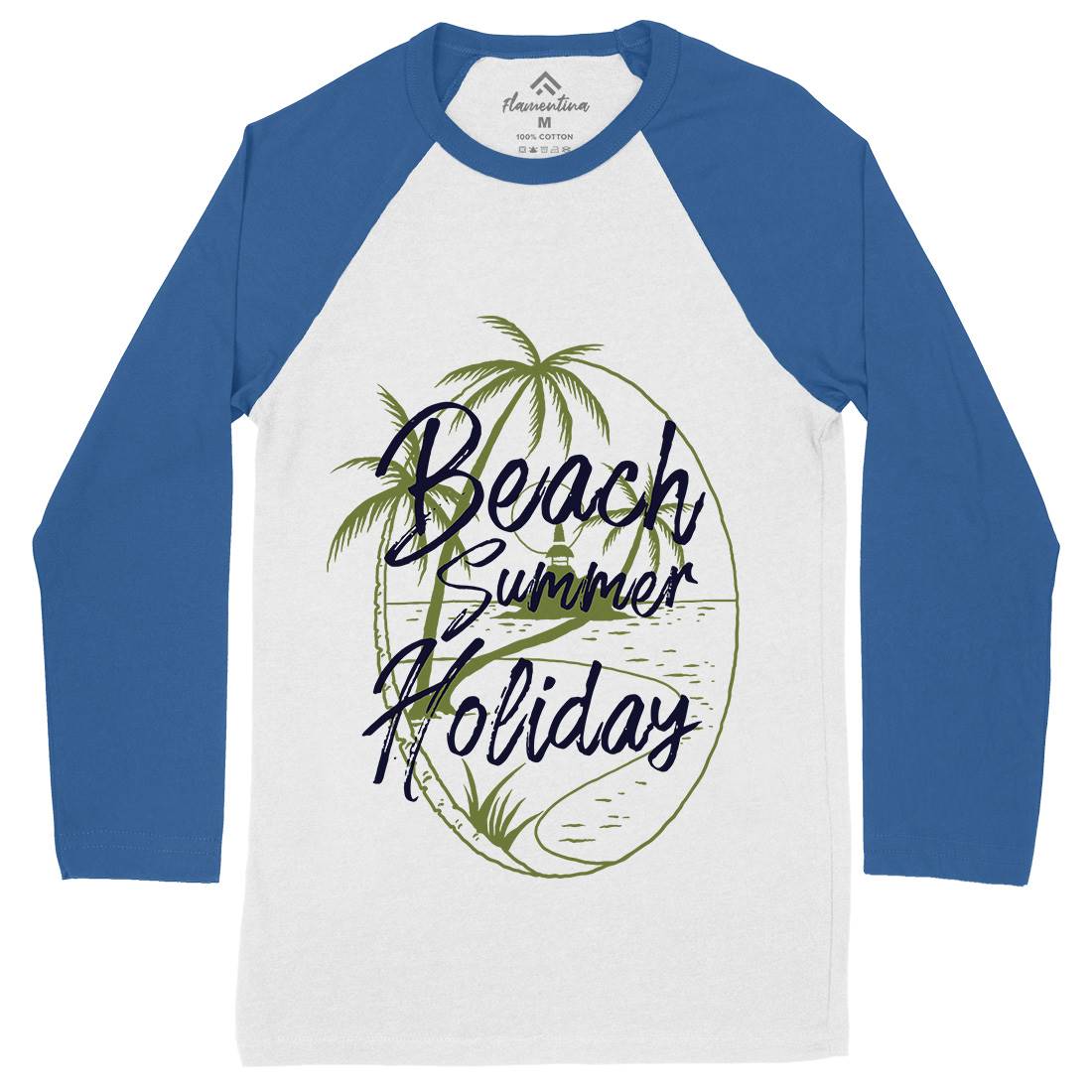 Beach Island Mens Long Sleeve Baseball T-Shirt Nature C709