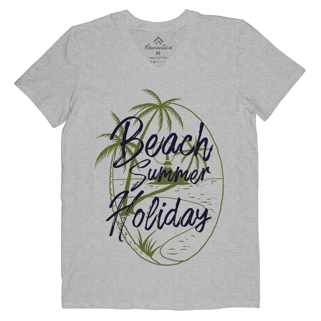 Beach Island Mens Organic V-Neck T-Shirt Nature C709