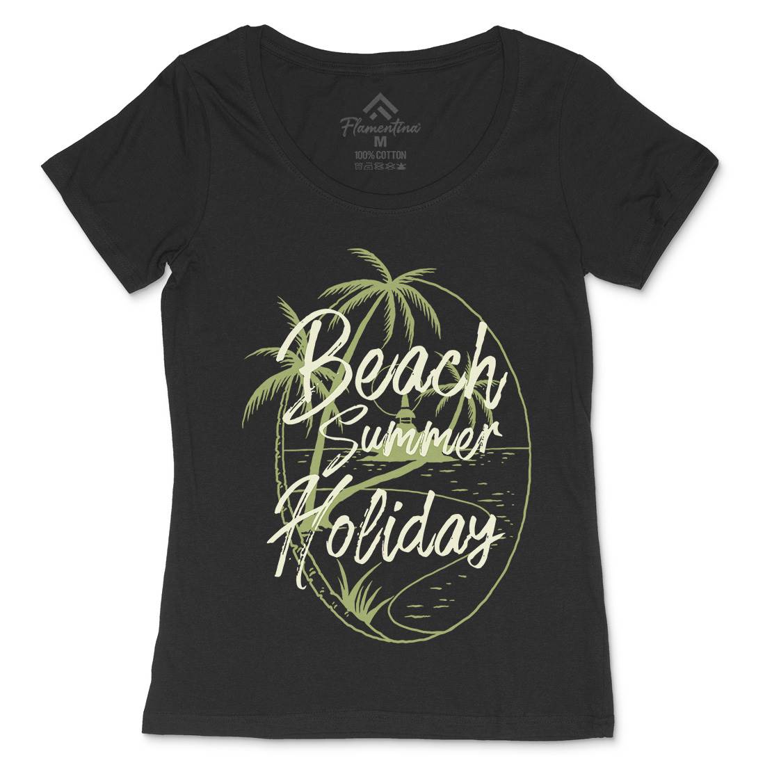 Beach Island Womens Scoop Neck T-Shirt Nature C709