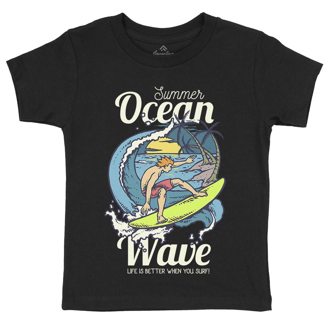 Beach Surfing Kids Crew Neck T-Shirt Surf C710