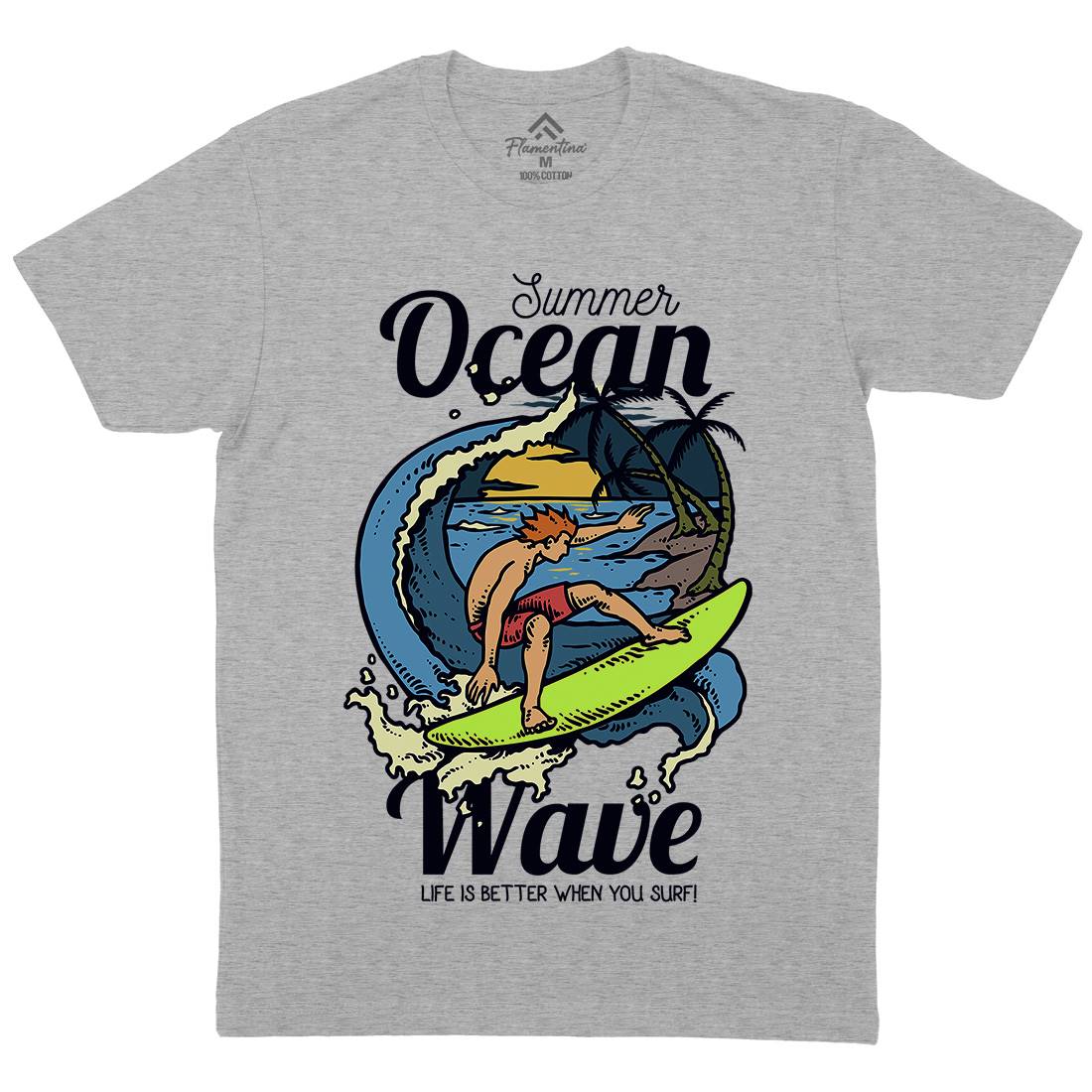 Beach Surfing Mens Crew Neck T-Shirt Surf C710