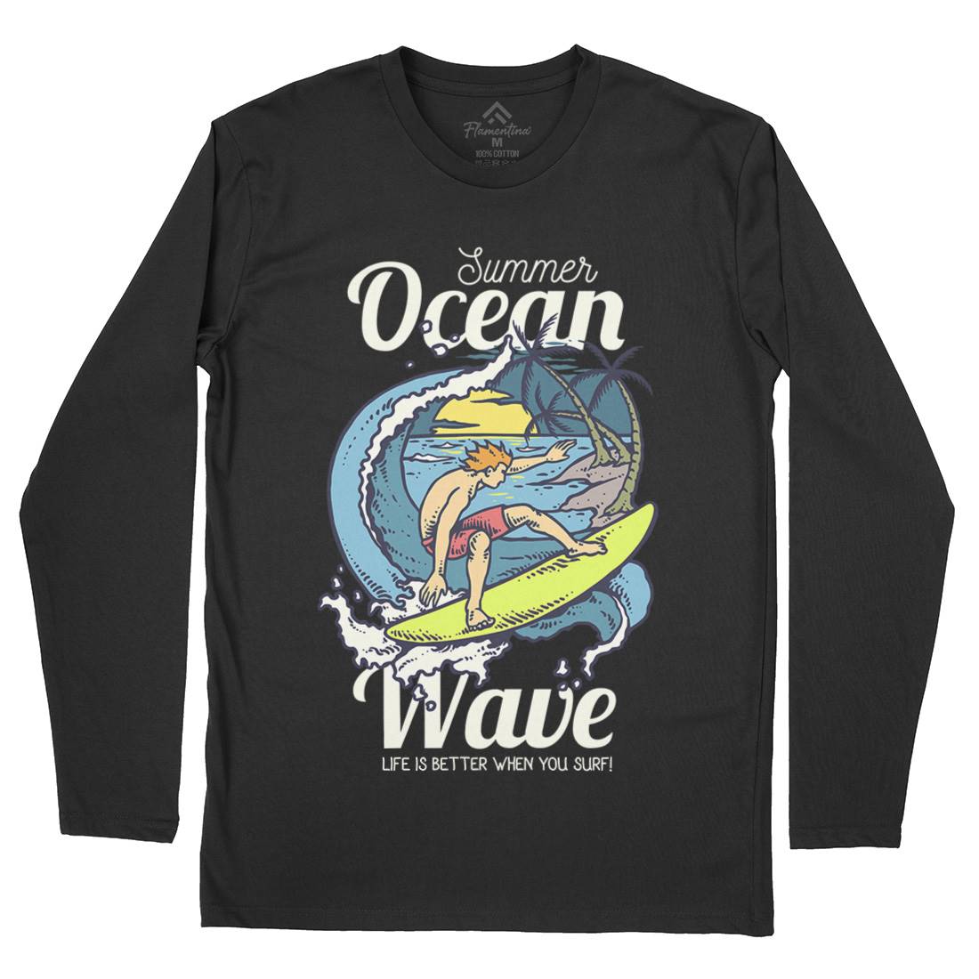 Beach Surfing Mens Long Sleeve T-Shirt Surf C710