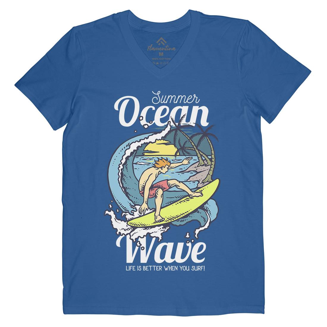 Beach Surfing Mens V-Neck T-Shirt Surf C710