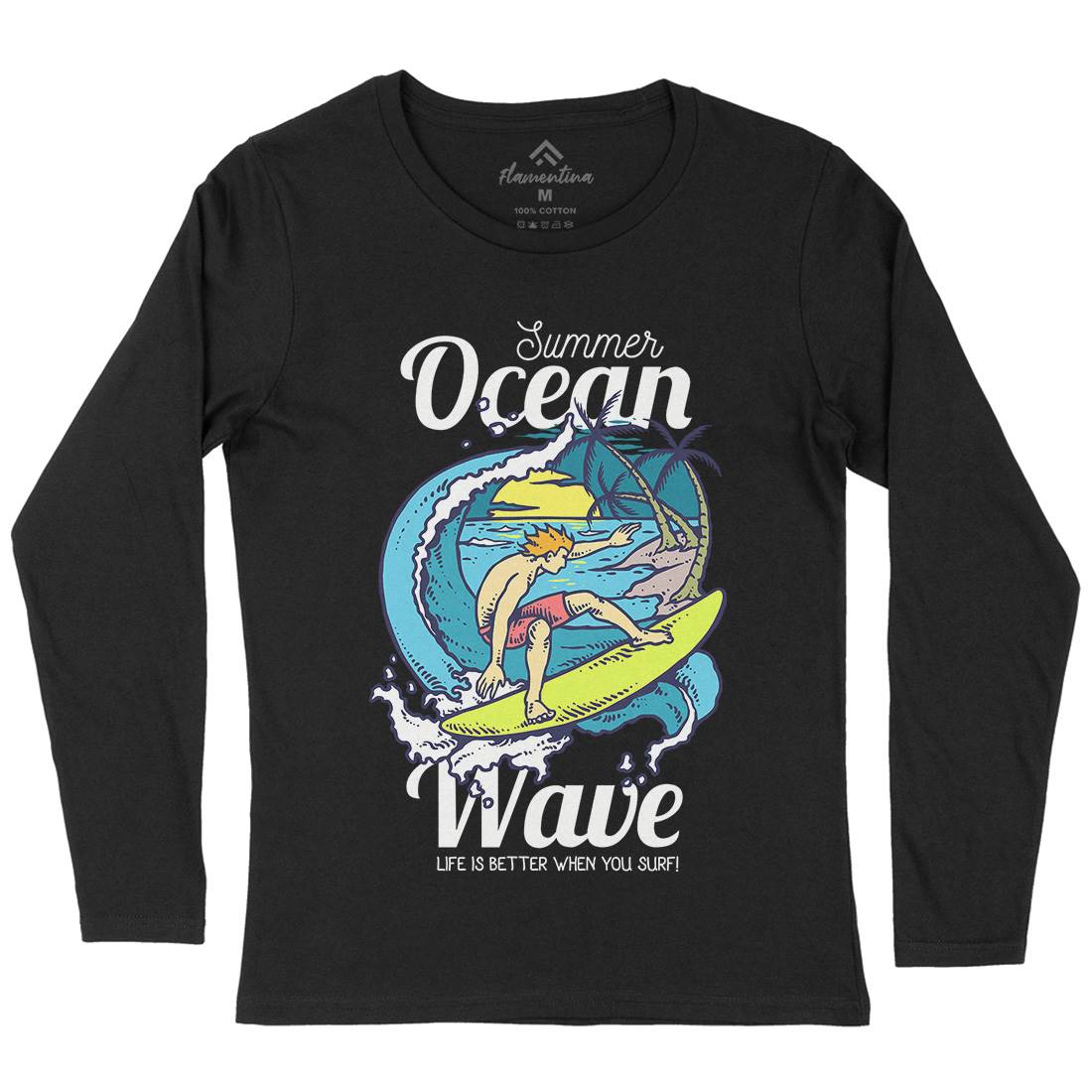 Beach Surfing Womens Long Sleeve T-Shirt Surf C710