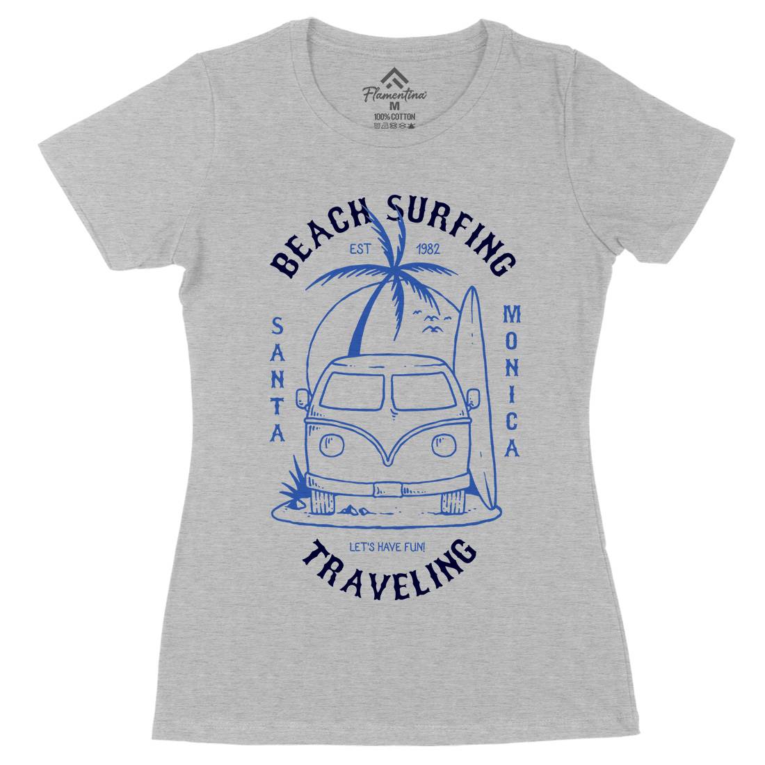 Beach Traveling Womens Organic Crew Neck T-Shirt Nature C711
