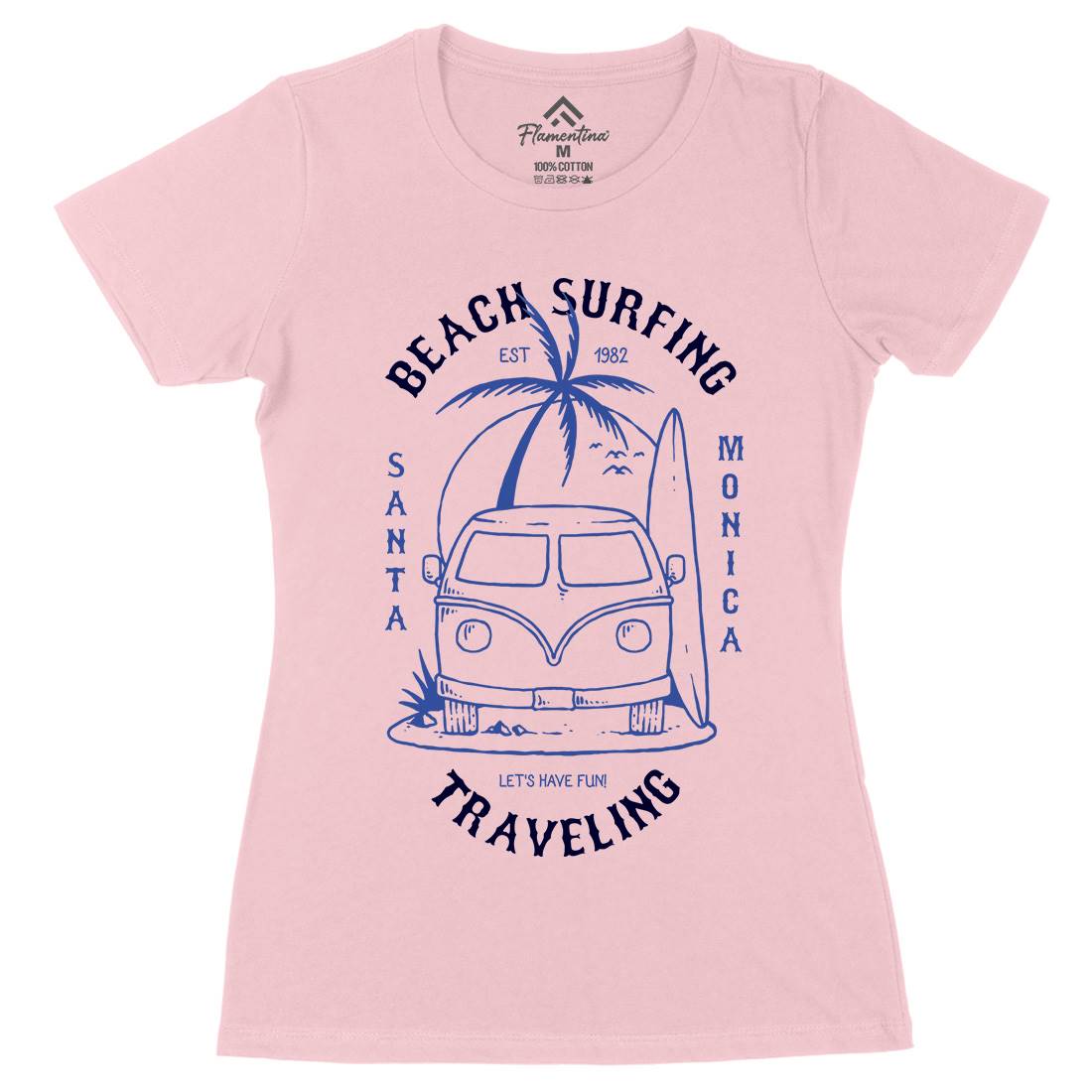 Beach Traveling Womens Organic Crew Neck T-Shirt Nature C711