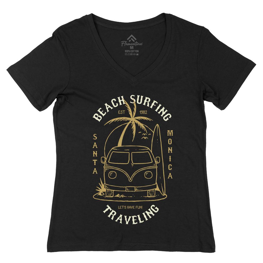 Beach Traveling Womens Organic V-Neck T-Shirt Nature C711