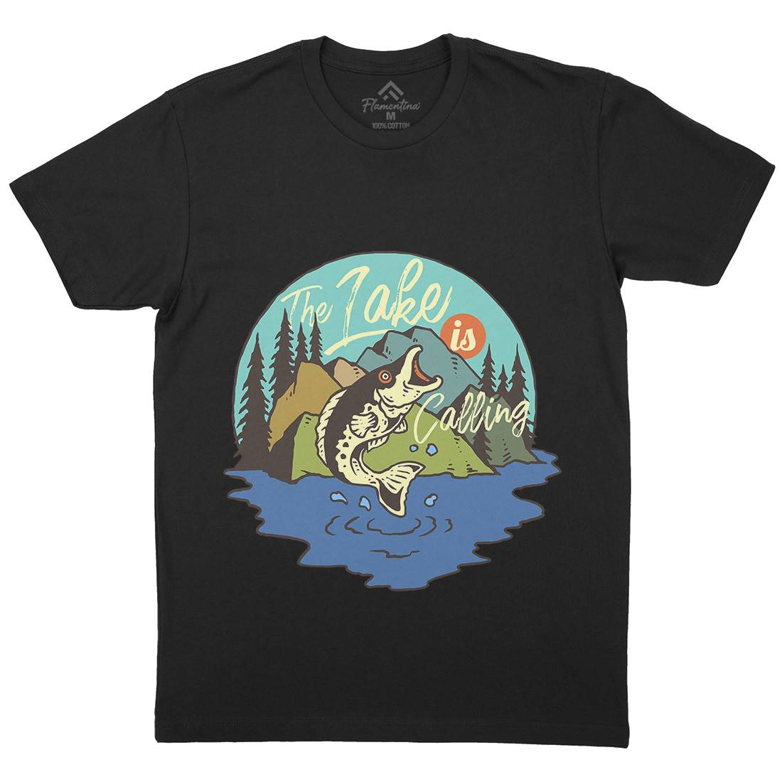 Big Fish Mens Organic Crew Neck T-Shirt Fishing C712