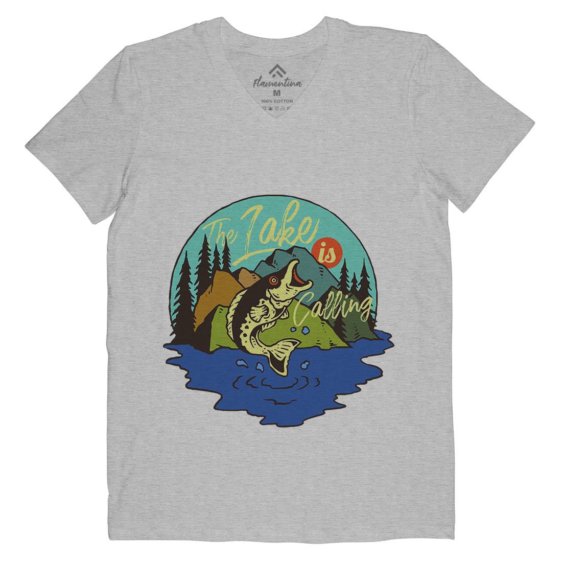Big Fish Mens V-Neck T-Shirt Fishing C712
