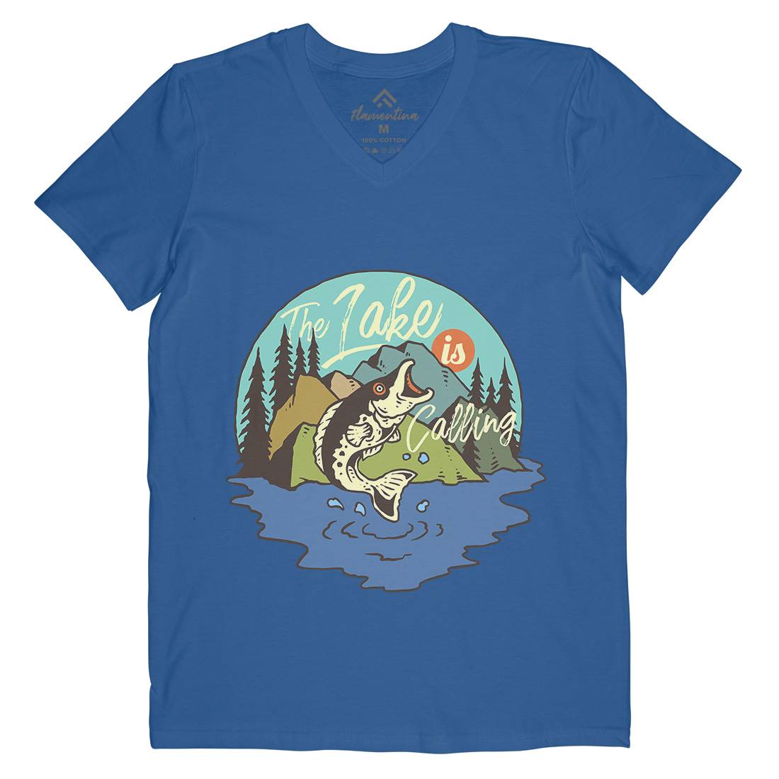 Big Fish Mens V-Neck T-Shirt Fishing C712