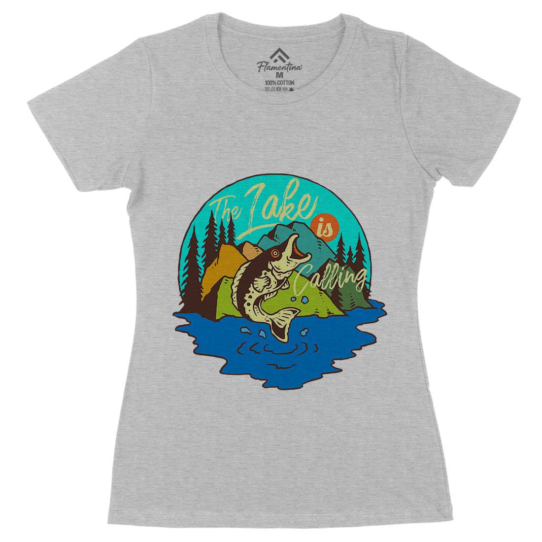 Big Fish Womens Organic Crew Neck T-Shirt Fishing C712
