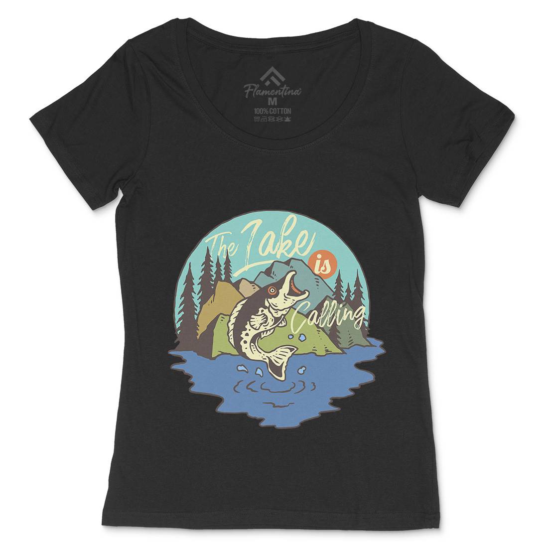 Big Fish Womens Scoop Neck T-Shirt Fishing C712