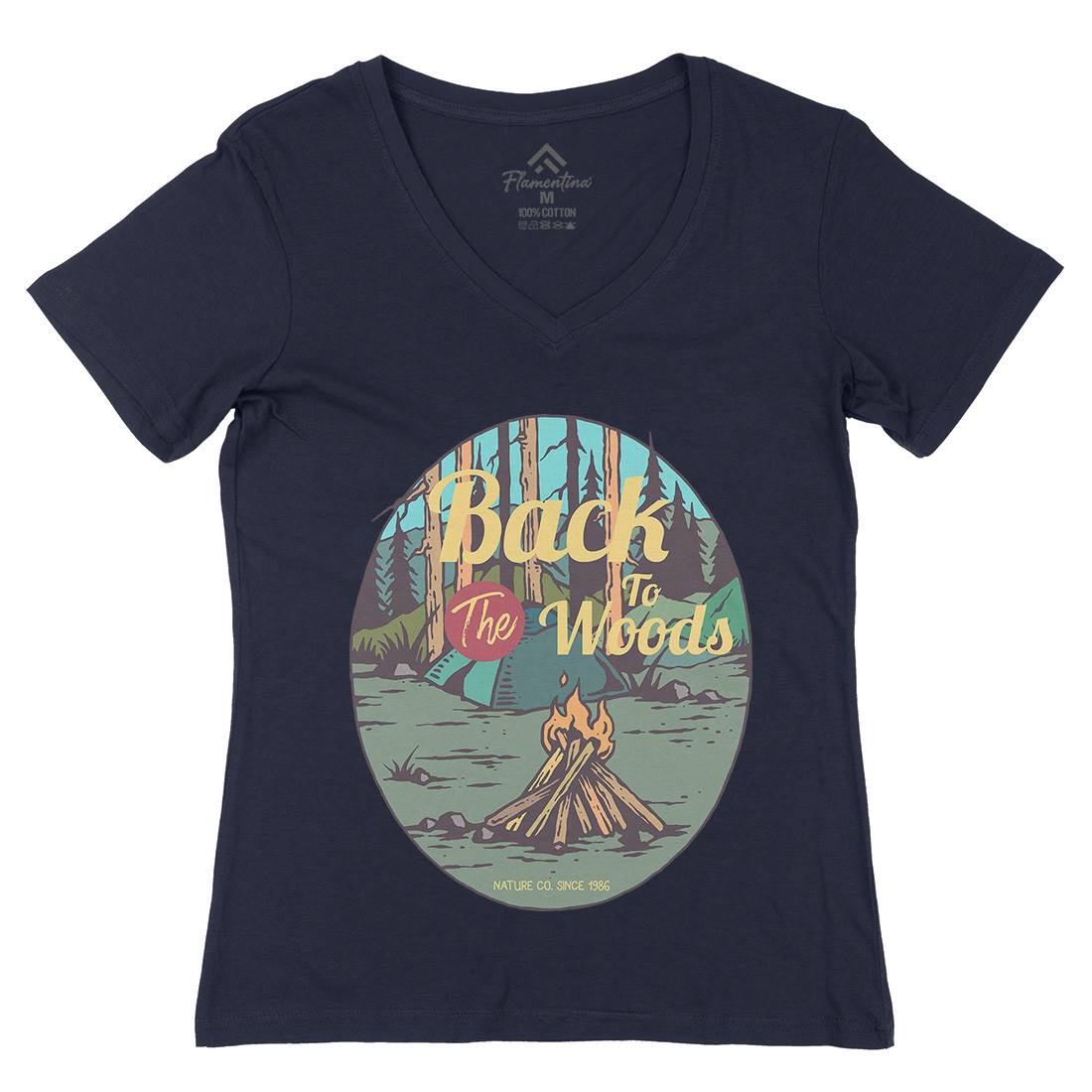 Camp Fire Womens Organic V-Neck T-Shirt Nature C714