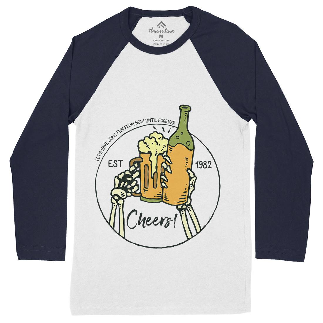 Cheers Mens Long Sleeve Baseball T-Shirt Drinks C715