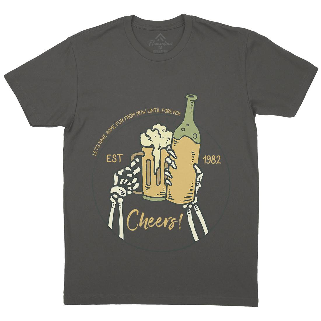 Cheers Mens Organic Crew Neck T-Shirt Drinks C715