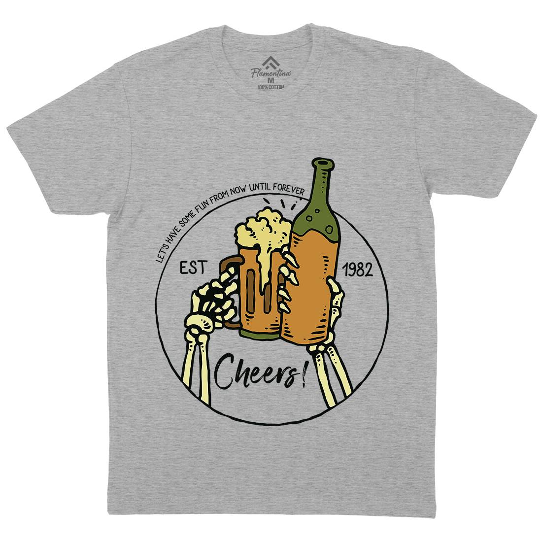 Cheers Mens Organic Crew Neck T-Shirt Drinks C715