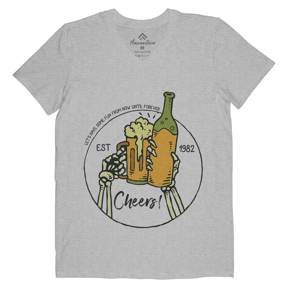 Cheers Mens V-Neck T-Shirt Drinks C715