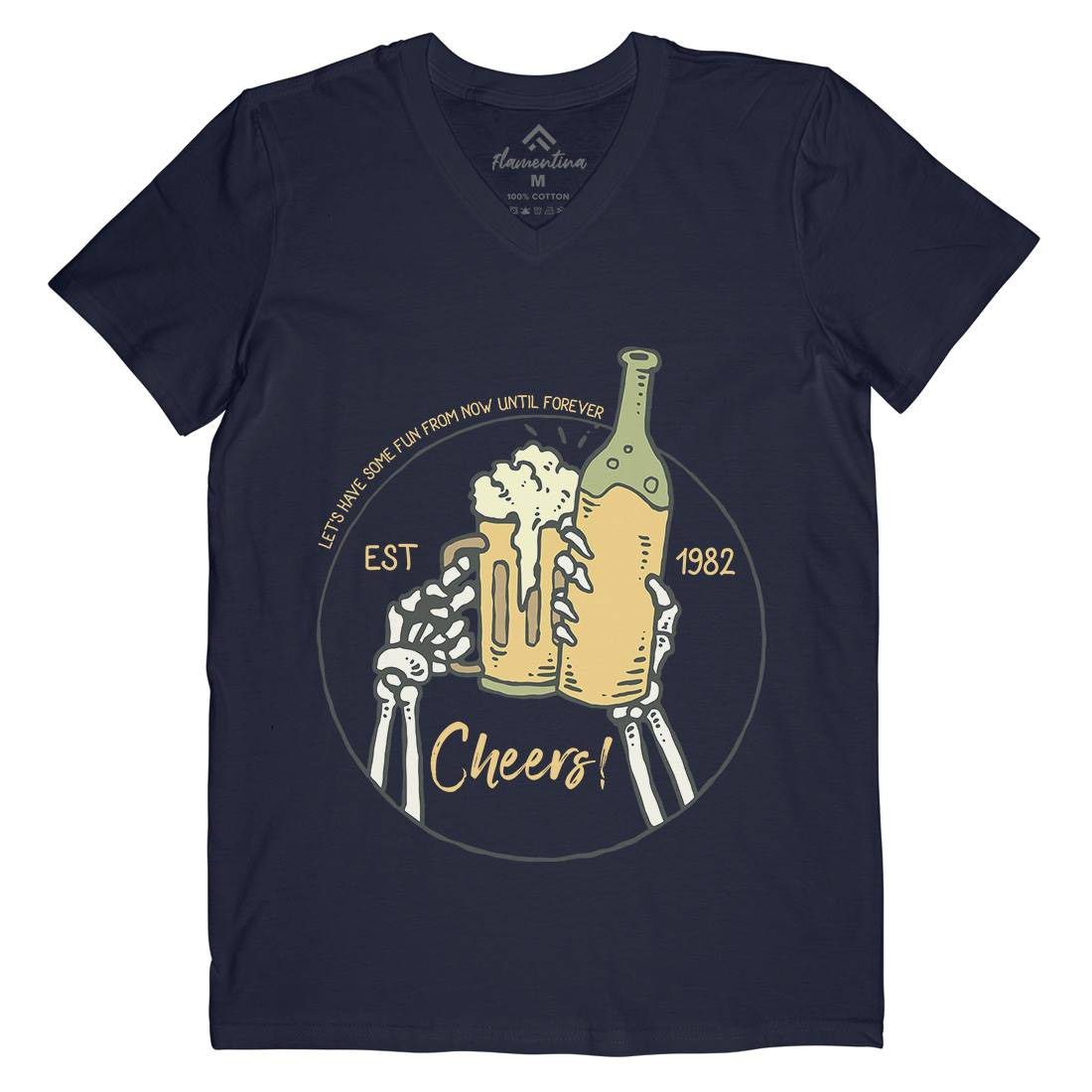 Cheers Mens V-Neck T-Shirt Drinks C715