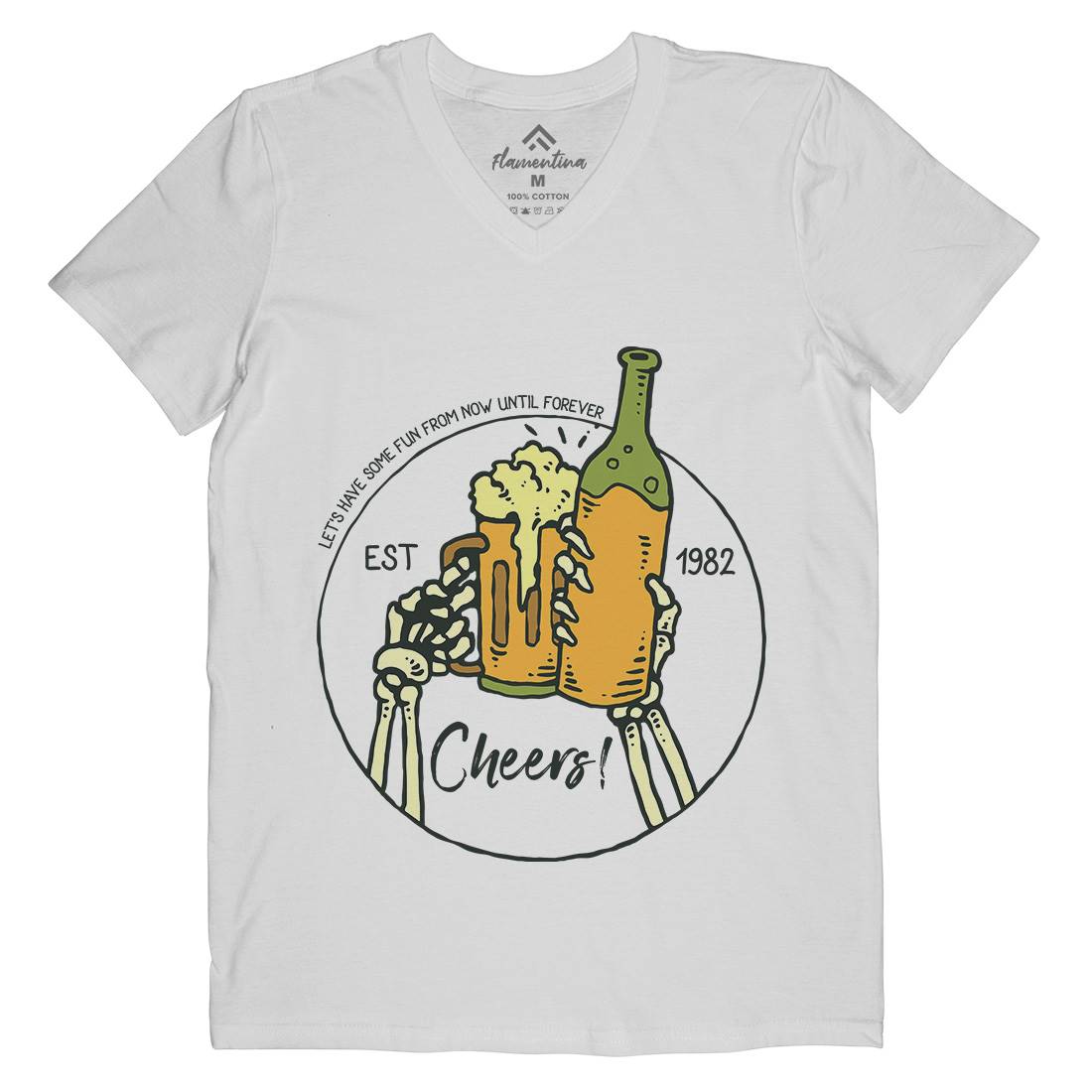 Cheers Mens Organic V-Neck T-Shirt Drinks C715