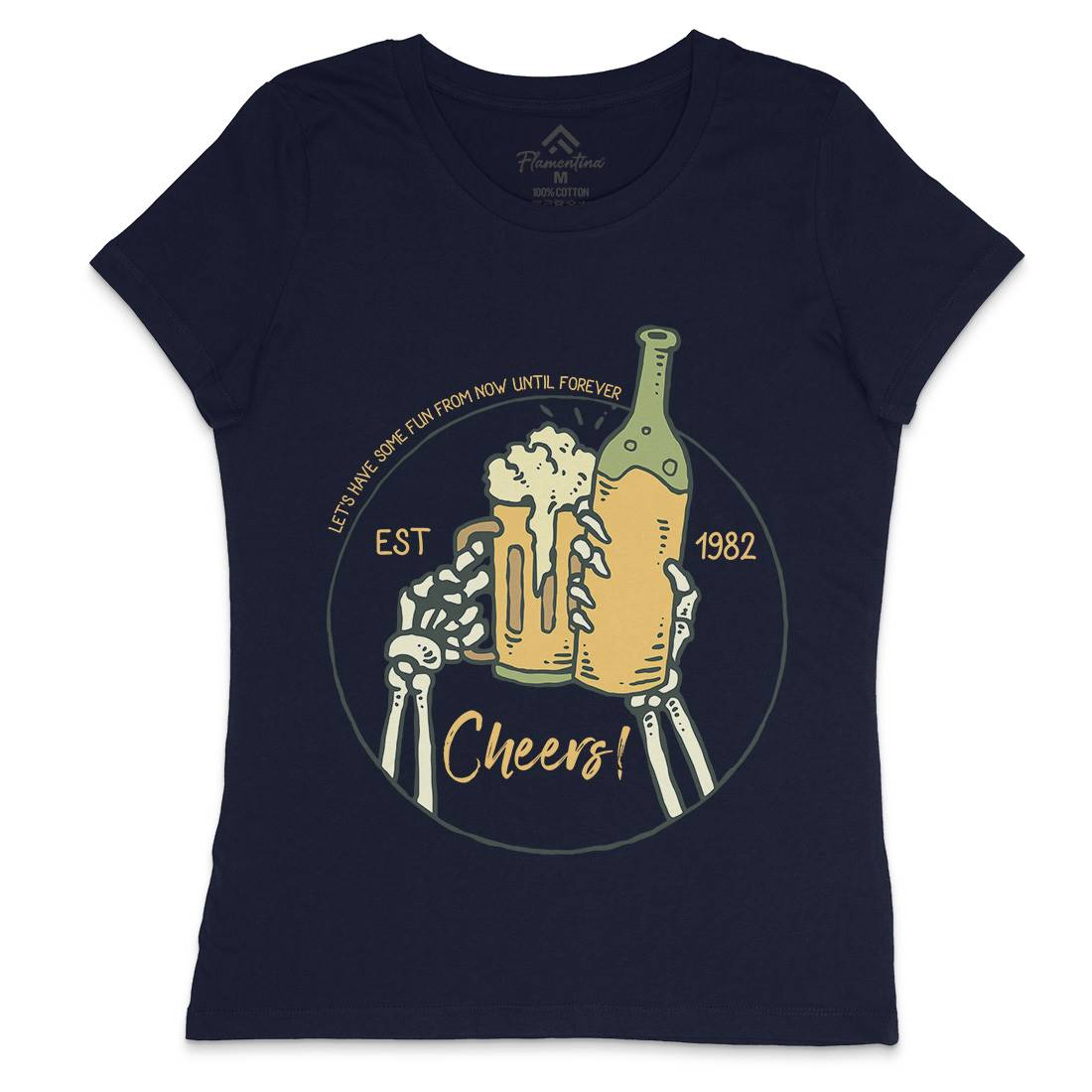 Cheers Womens Crew Neck T-Shirt Drinks C715