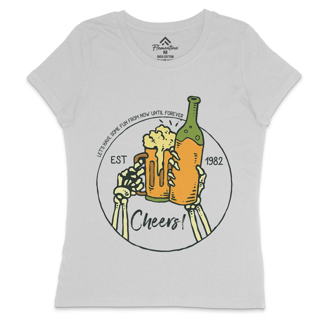 Cheers Womens Crew Neck T-Shirt Drinks C715
