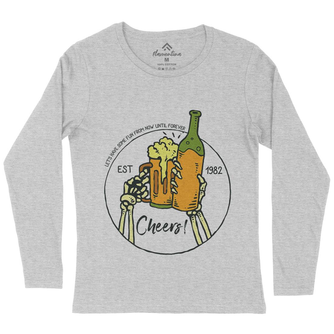 Cheers Womens Long Sleeve T-Shirt Drinks C715