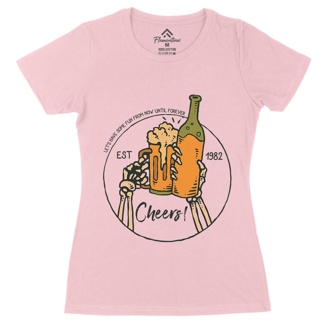 Cheers Womens Organic Crew Neck T-Shirt Drinks C715