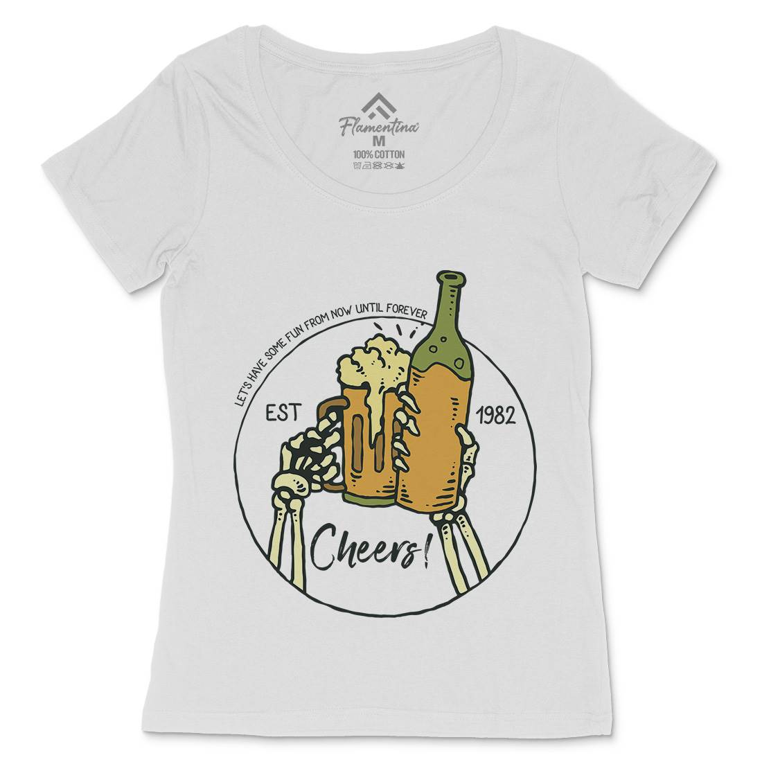 Cheers Womens Scoop Neck T-Shirt Drinks C715