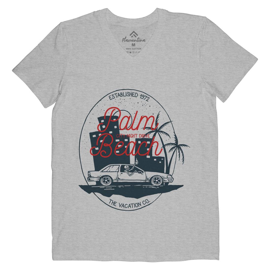 City Night Drive Mens Organic V-Neck T-Shirt Holiday C717