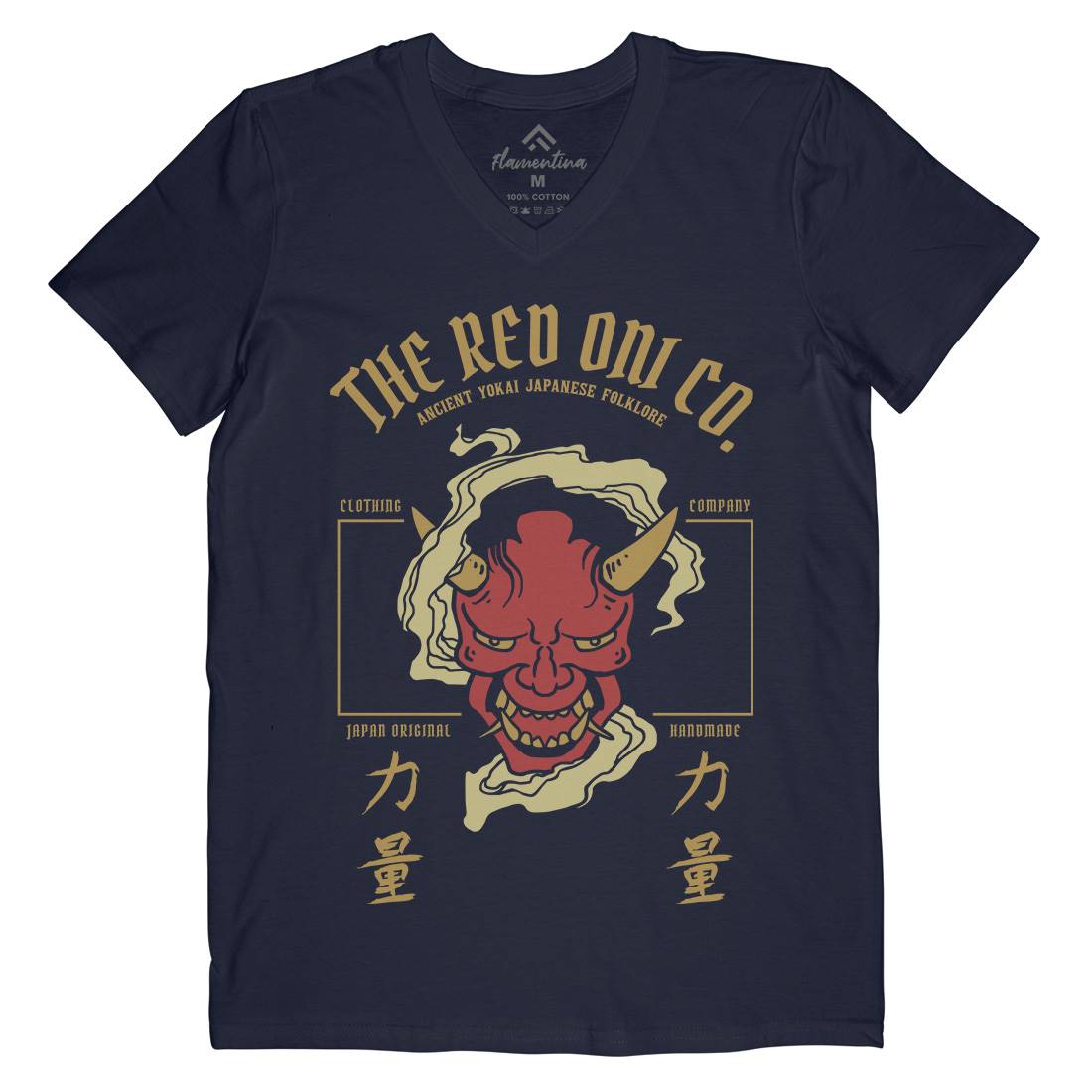 Demon Mens Organic V-Neck T-Shirt Asian C720