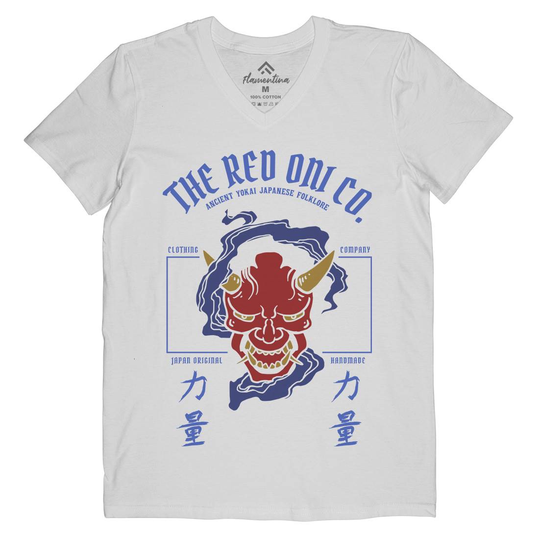 Demon Mens Organic V-Neck T-Shirt Asian C720