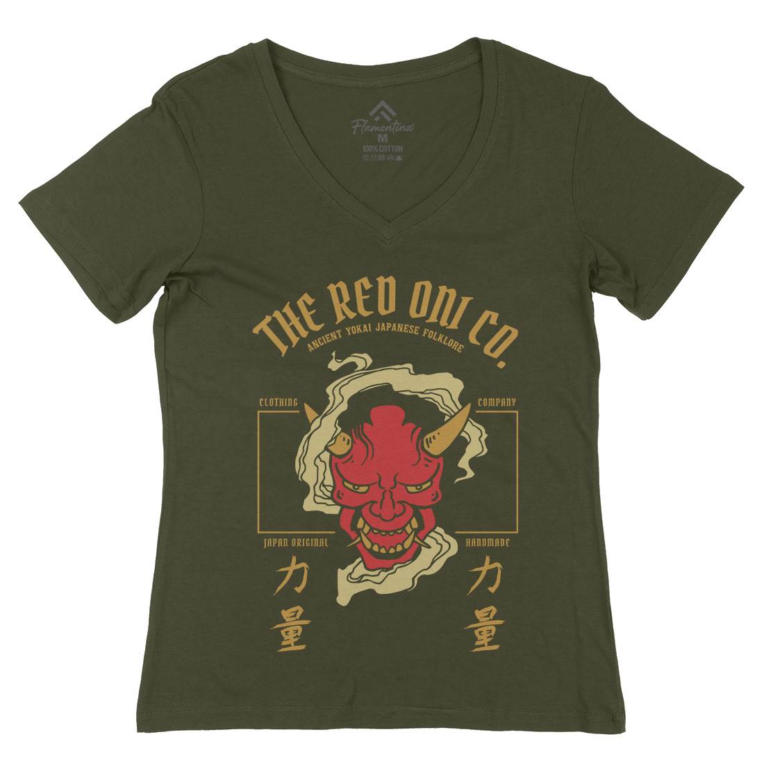 Demon Womens Organic V-Neck T-Shirt Asian C720