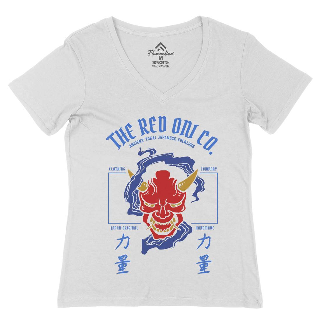Demon Womens Organic V-Neck T-Shirt Asian C720