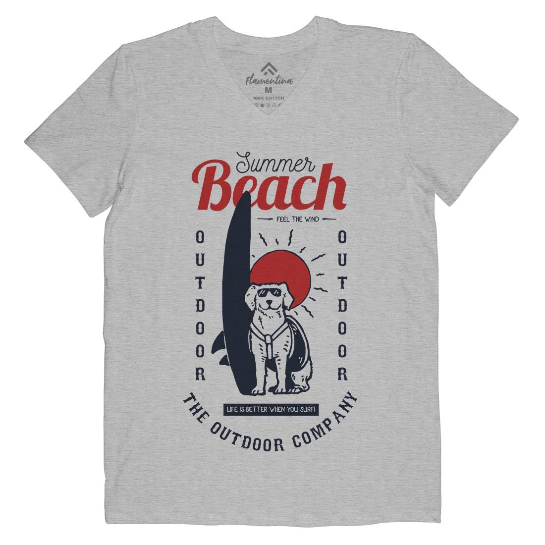 Dog Mens Organic V-Neck T-Shirt Surf C725