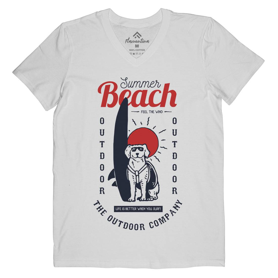Dog Mens Organic V-Neck T-Shirt Surf C725