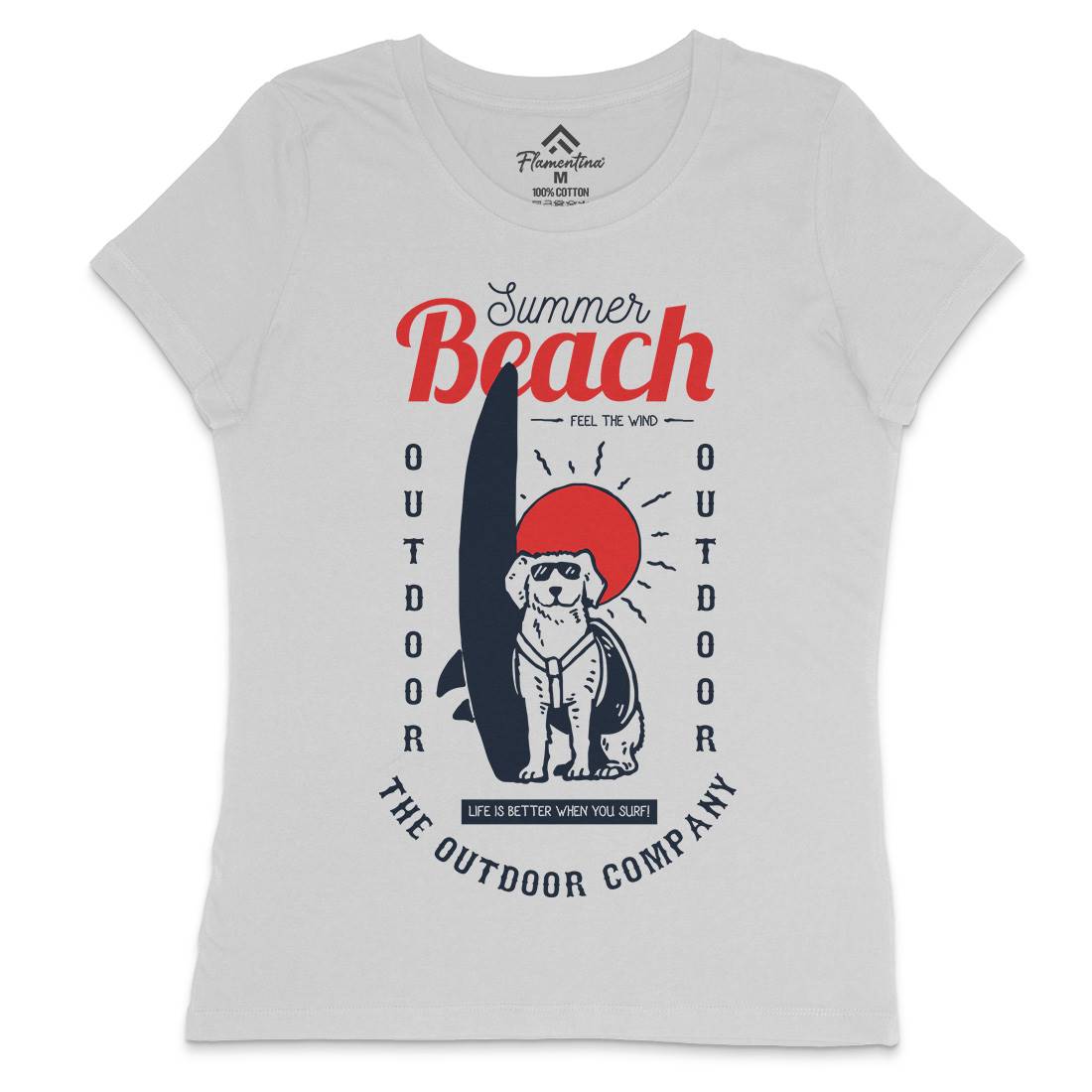 Dog Womens Crew Neck T-Shirt Surf C725
