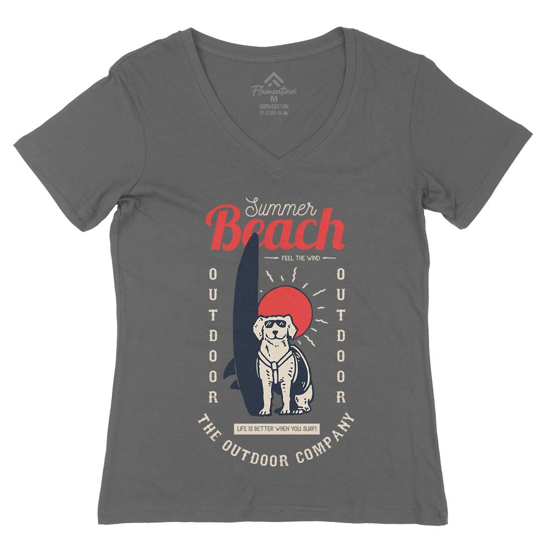 Dog Womens Organic V-Neck T-Shirt Surf C725