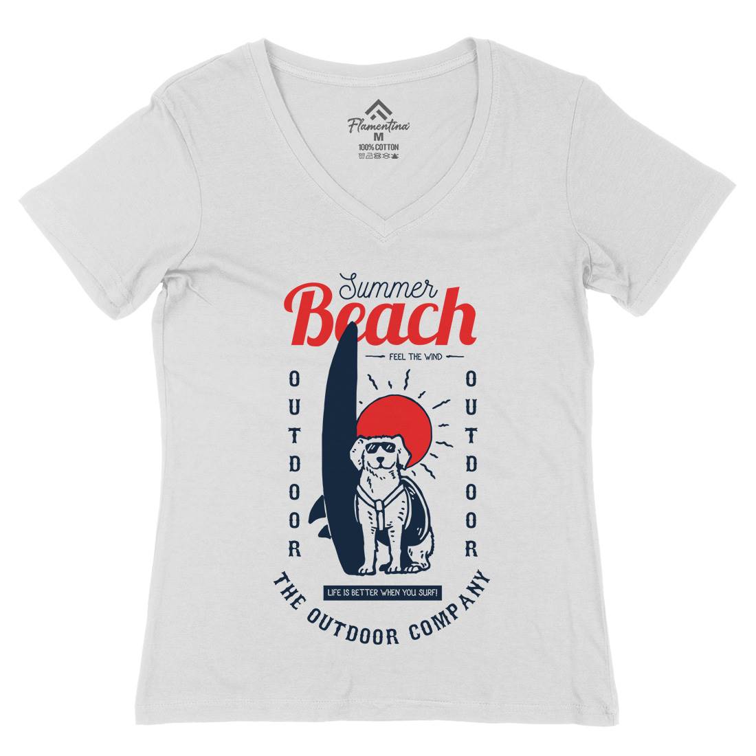 Dog Womens Organic V-Neck T-Shirt Surf C725